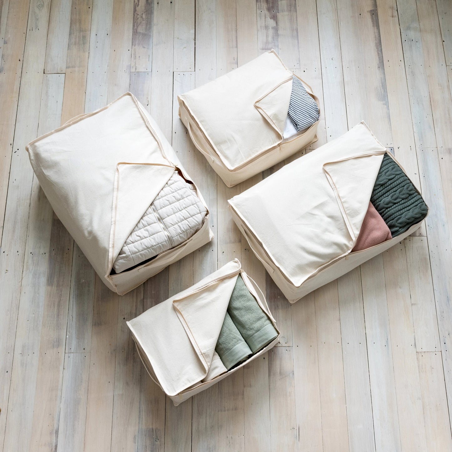 Clothing Storage Bags – 330gsm (10oz) Extra Thick Natural Cotton Packing Cubes – Large