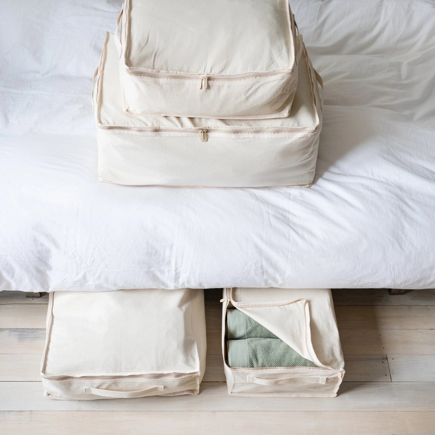 Clothing Storage Bags – 330gsm (10oz) Extra Thick Natural Cotton Packing Cubes – Large