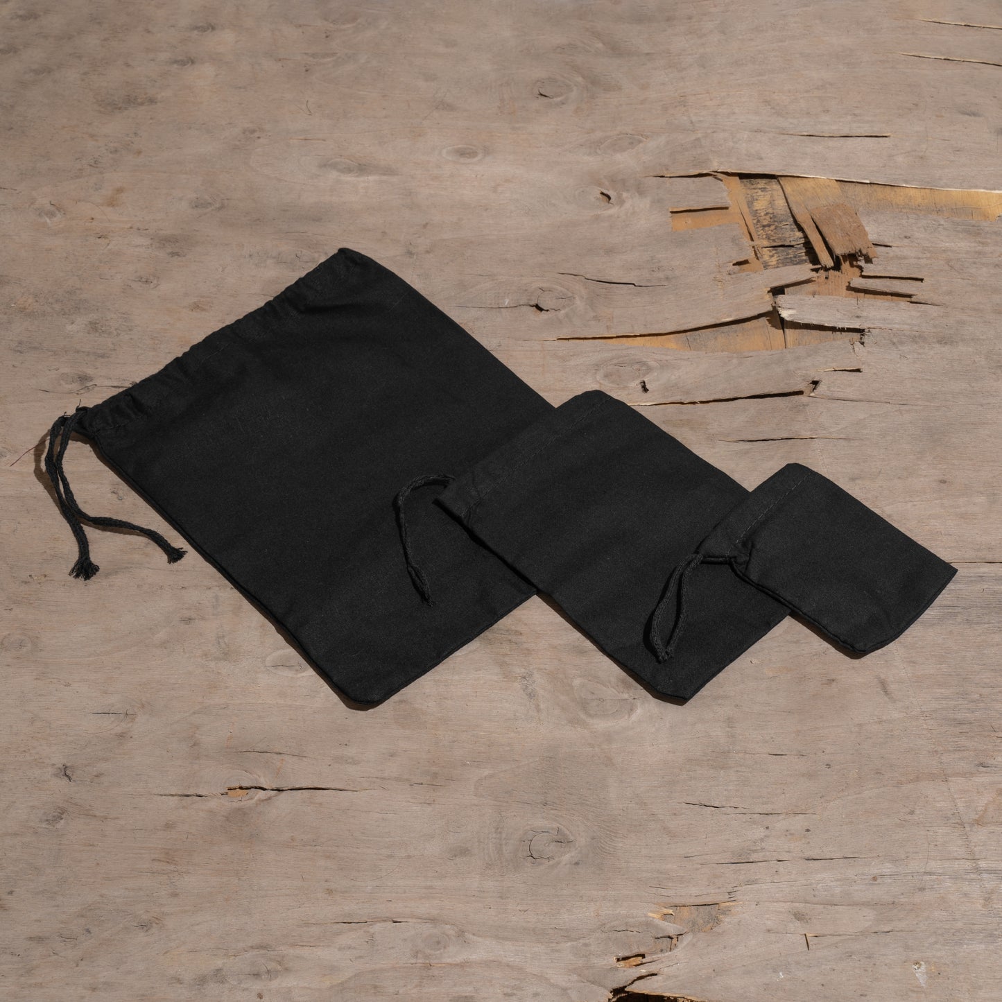 Black Cotton Single Drawstring Eco-friendly Reusable Cotton Muslin Bags