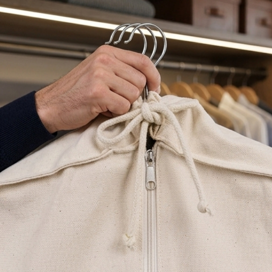 Cotton Garment Bag – Breathable Bulk Clothing Storage of 15 Hangers