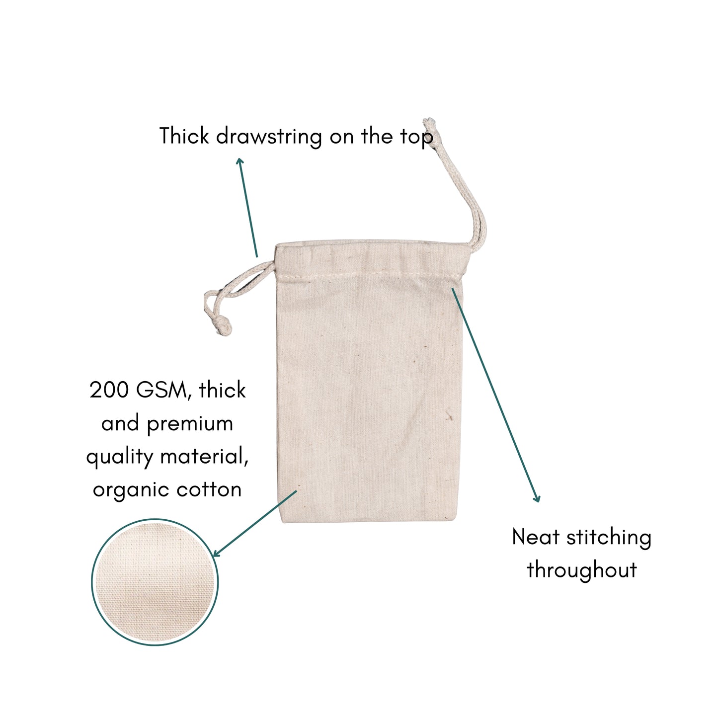 100% Canvas Cotton Double Drawstring Premium Quality Muslin Bags