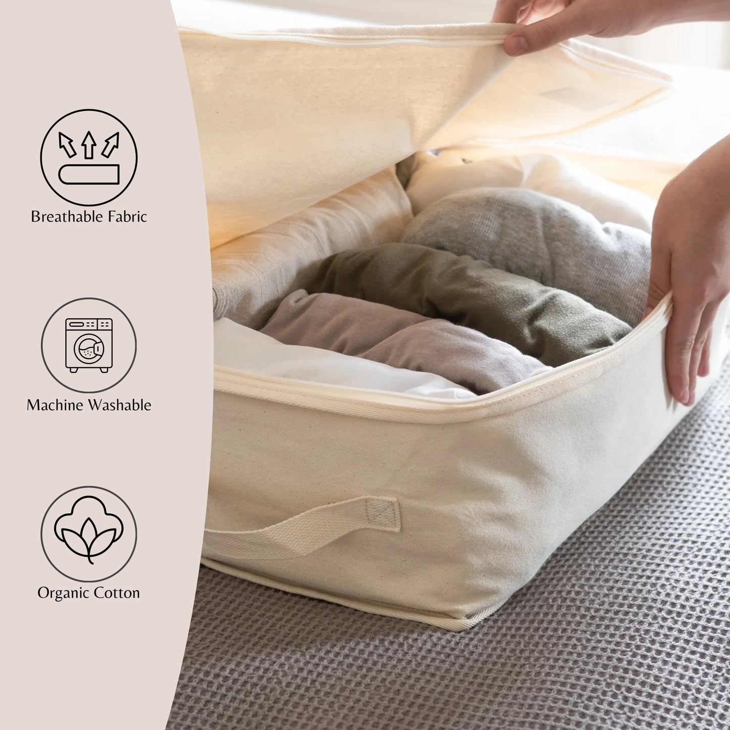 Clothing Storage Bags – 330gsm (10oz) Extra Thick Natural Cotton Packing Cubes – Small